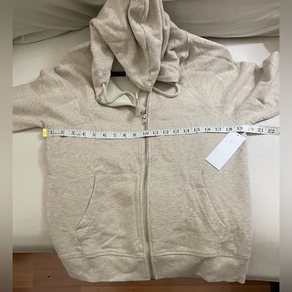 Spiritual Gangster NWT Gratitude Slub Terry  Raglan Full Zip Cream Hoodie XS - Picture 11 of 12